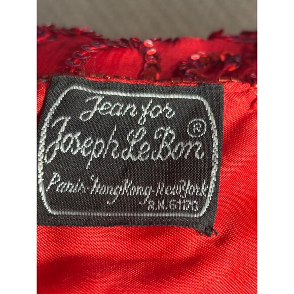 Vintage Joseph LeBon Red Silk Sequin Swirl Beaded Blouse Plus Size 26W Evening - Picture 10 of 10
